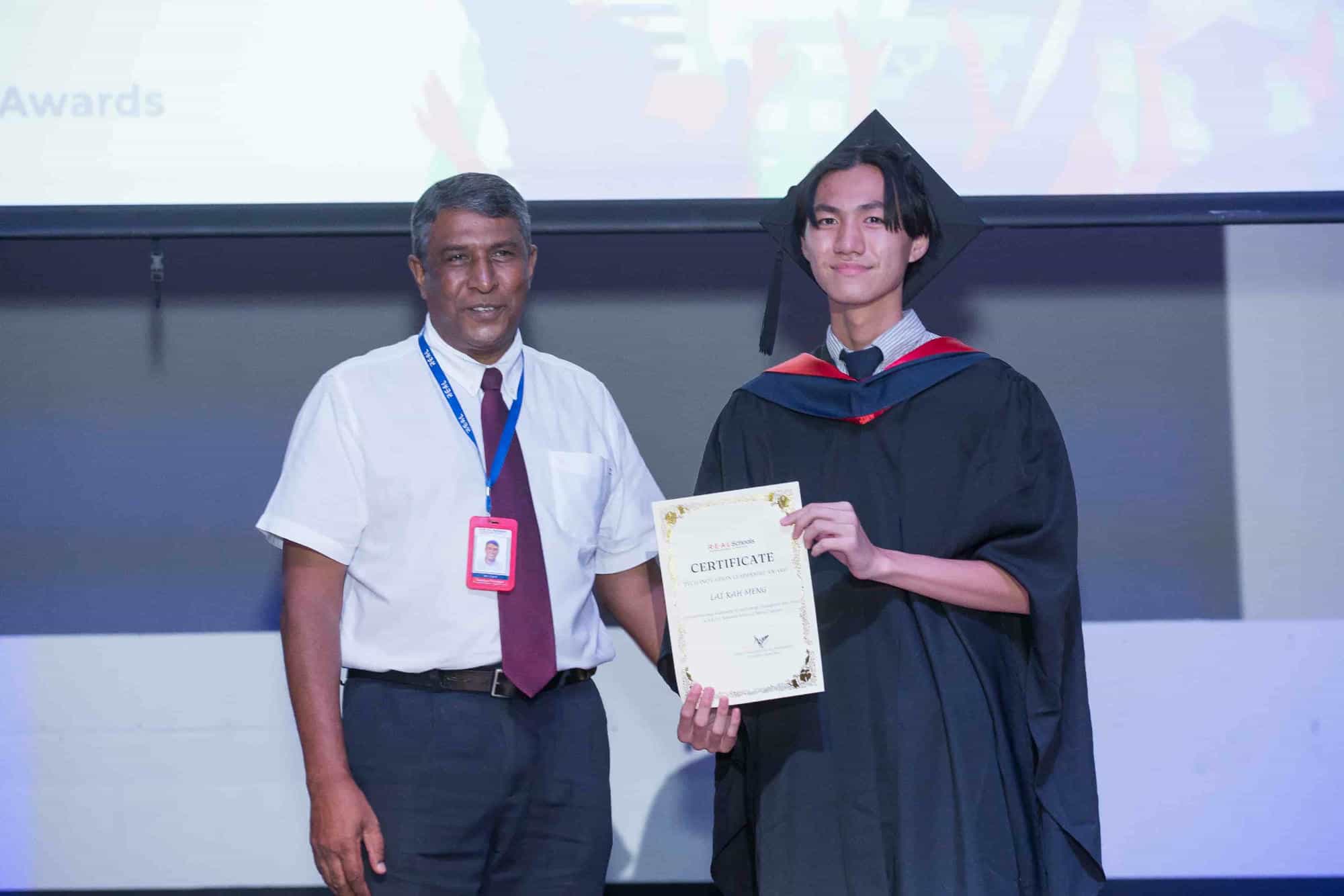 A person receiving an award